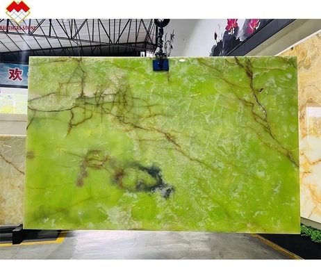 Placas de mármore de ônix verde natural perfeitas para revestimento de parede e balcões de ônix iluminados