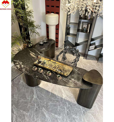 Componente Lavabo Polido Quartzite Negro Vanity Top para Design de Banheiro Final no Brasil
