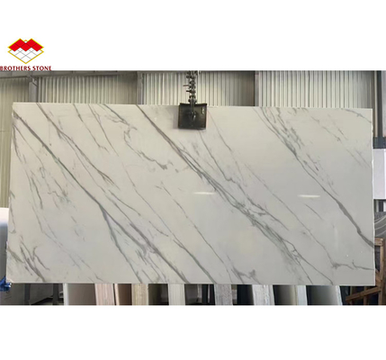 Mesa de jantar de cristal branco Nano Top Modern Big Slab Marble Look porcelana para degraus