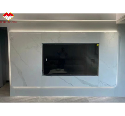 Mesa de jantar de cristal branco Nano Top Modern Big Slab Marble Look porcelana para degraus