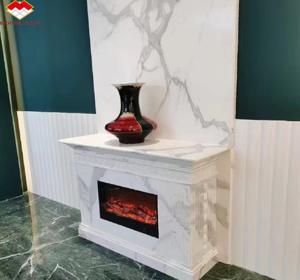 Mesa de jantar de cristal branco Nano Top Modern Big Slab Marble Look porcelana para degraus