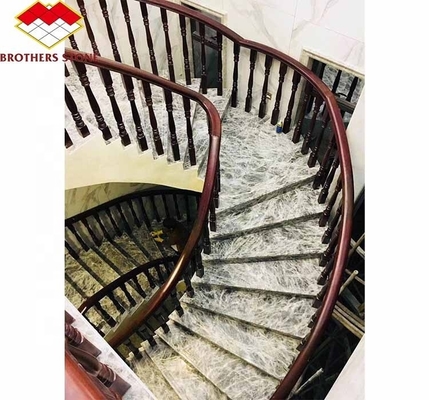 Pedra natural grande laje cortada ao tamanho laje de pedra afiada escadas de mármore modernas para villa interior