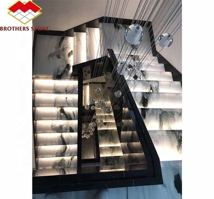 Pedra natural grande laje cortada ao tamanho laje de pedra afiada escadas de mármore modernas para villa interior