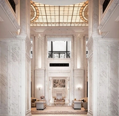 Moderno estilo do Oriente Médio Villa de luxo Ámbar bege e mármore branco Lavabo Design de interiores
