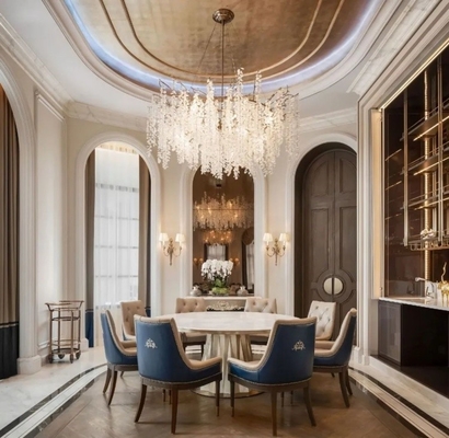 Moderno estilo do Oriente Médio Villa de luxo Ámbar bege e mármore branco Lavabo Design de interiores