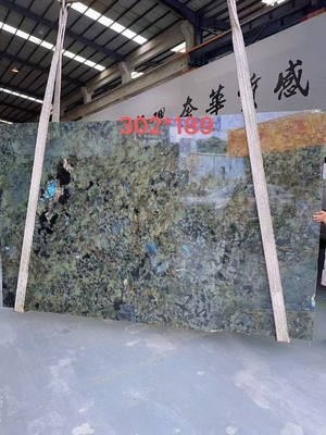 Big Slab Polished Shining Labradorite Blue Granite Countertop e Island Table Design