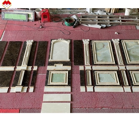 Polished Cream Beige Green Onyx Marble Wall Cladding Design moderno para o fundo da villa