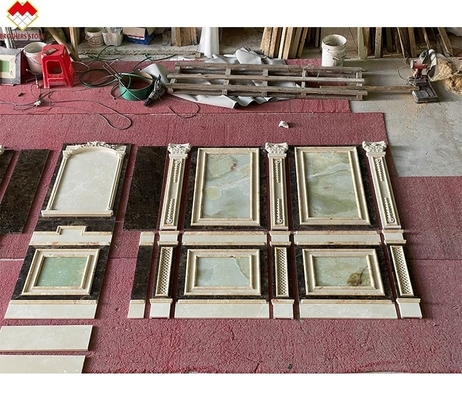 Polished Cream Beige Green Onyx Marble Wall Cladding Design moderno para o fundo da villa