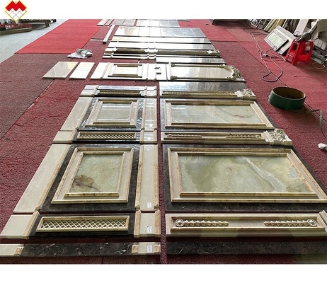 Polished Cream Beige Green Onyx Marble Wall Cladding Design moderno para o fundo da villa