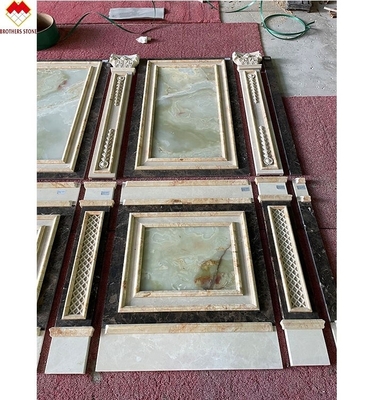 Polished Cream Beige Green Onyx Marble Wall Cladding Design moderno para o fundo da villa