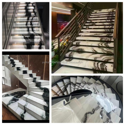 Translúcidas tinta chinesa pintura de mármore de escada azulejos em Panda Branco para Lavabo
