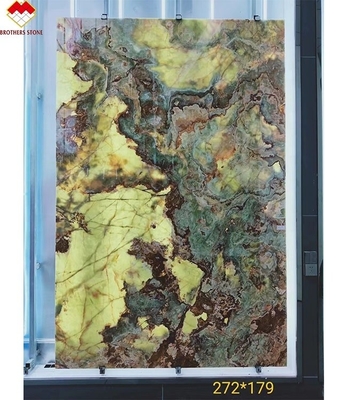 16 18mm espessura pedra verde de ônix para estilo de design moderno painel de parede e balcão