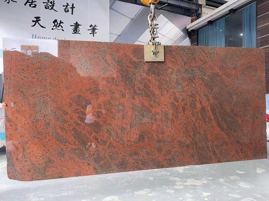 Moderno Ferro Báltico Vermelho Granito Cozinha balcão e escada Design em vermelho multicolor