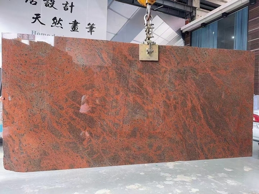 Moderno Ferro Báltico Vermelho Granito Cozinha balcão e escada Design em vermelho multicolor