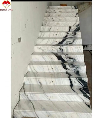 Design de escada de villa Dolomite Marmor escada azulejos em Panda Branco com superfície polida