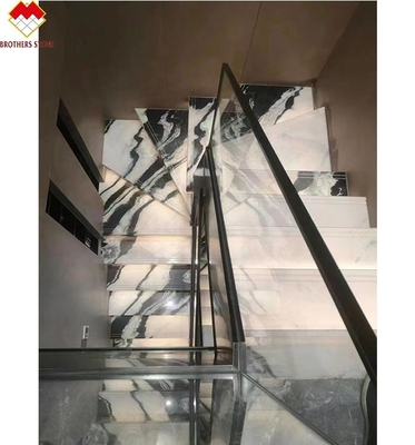 Design de escada de villa Dolomite Marmor escada azulejos em Panda Branco com superfície polida
