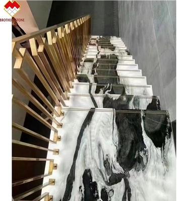 Design de escada de villa Dolomite Marmor escada azulejos em Panda Branco com superfície polida