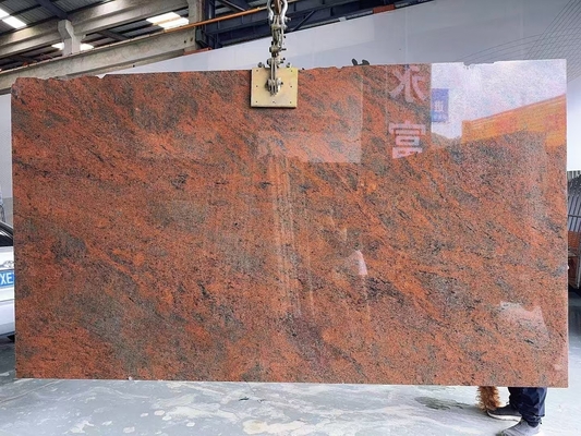 Moderno Ferro Báltico Vermelho Granito Cozinha balcão e escada Design em vermelho multicolor