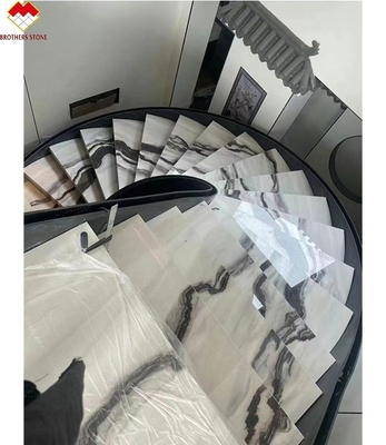 Design de escada de villa Dolomite Marmor escada azulejos em Panda Branco com superfície polida