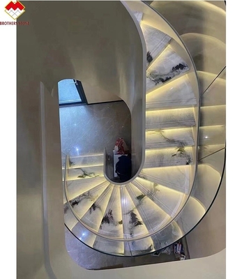 Livro aberto Escalões em espiral de piso de mármore de mármore com trechos e elevadores de mármore branco panda