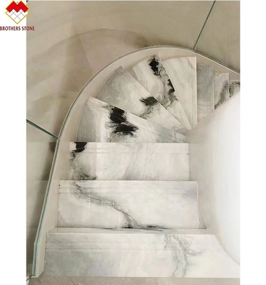 Espessura de 18 mm Big Slab Moderno Panda Natural Branco Escalinha Espiral de Mármore