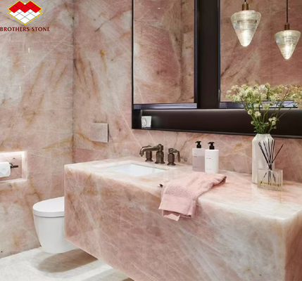 Grande laje de pedra de mármore de cristal afinado para luxuoso design de lavatório de banheiro de hotel moderno