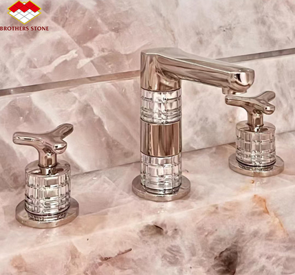 Grande laje de pedra de mármore de cristal afinado para luxuoso design de lavatório de banheiro de hotel moderno