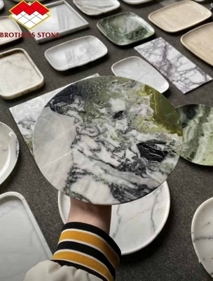 2024 Hotel Marble Cut-to-Size Set de Jantar com pratos e tigelas de padrão de mármore moderno