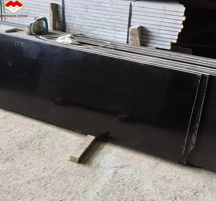 Cor Preta Pura Granito Lâmina Superfície Polida Finalização Forma de Lâmina Grande