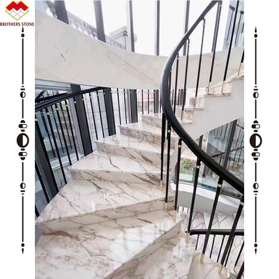 Escadaria de cerâmica de mármore de qualidade com mosaico de degraus em branco com acabamento vidrado personalizado