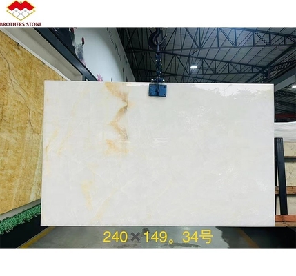 Modern White Onyx Marble Wall Bookmatched Slabs para Decoração de Pedra Natural Personalizada