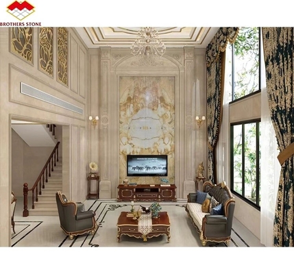 Modern White Onyx Marble Wall Bookmatched Slabs para Decoração de Pedra Natural Personalizada
