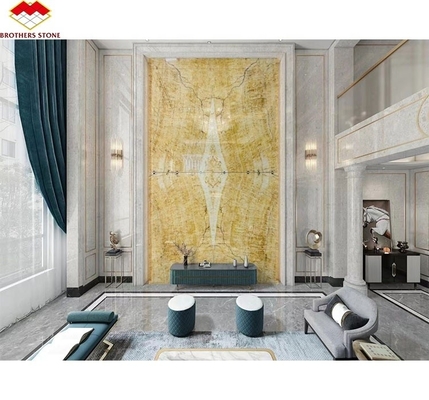 Modern White Onyx Marble Wall Bookmatched Slabs para Decoração de Pedra Natural Personalizada