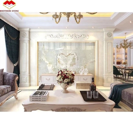 Modern White Onyx Marble Wall Bookmatched Slabs para Decoração de Pedra Natural Personalizada