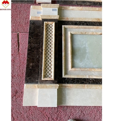 Big Slab Emperador Marble Wall Panel Design Coluna esculpida para Creme Beige Marble Slab