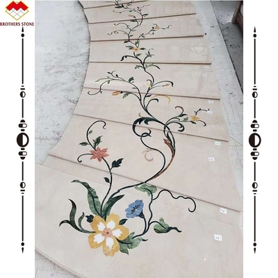 Escada de arco de design de jato de água de mármore personalizado para interiores de casas