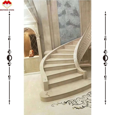 Escada de arco de design de jato de água de mármore personalizado para interiores de casas