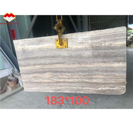 Chapa de mármore de travertino para hotel villa revestimento e decoração de pedra de prata polida