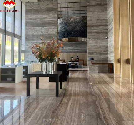 Chapa de mármore de travertino para hotel villa revestimento e decoração de pedra de prata polida