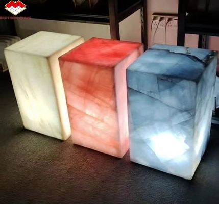 Lâmpadas modernas de cristal translúcido rosa de ônix de pedra para painel de fundo de parede iluminado
