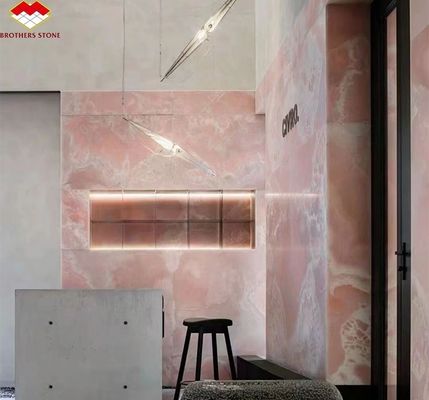 Lâmpadas modernas de cristal translúcido rosa de ônix de pedra para painel de fundo de parede iluminado