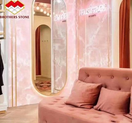 Lâmpadas modernas de cristal translúcido rosa de ônix de pedra para painel de fundo de parede iluminado