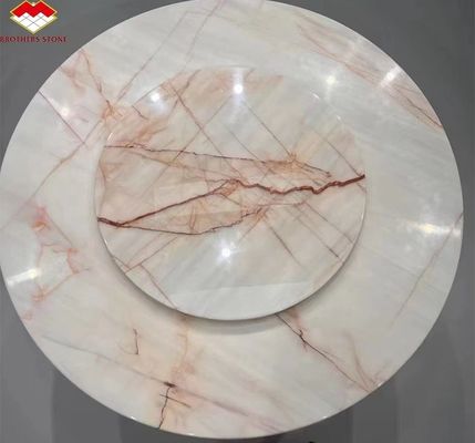 Tabela de jantar redonda de luxo moderna com veias vermelhas