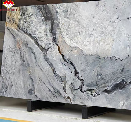 Pintura de tinta moderna de mármore grande laje de painel de parede cinza afinado e azulejos de balcão de cozinha