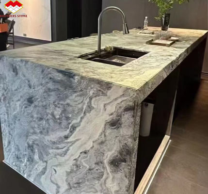 Pintura de tinta moderna de mármore grande laje de painel de parede cinza afinado e azulejos de balcão de cozinha