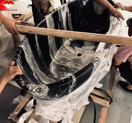 Hotel Polido tinta preta impressão mármore de pedra natural banheira para casa casa de banho