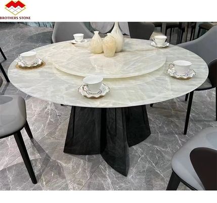 Tabela de mármore de ônix translúcido Cristallo em design moderno para jantares de luxo