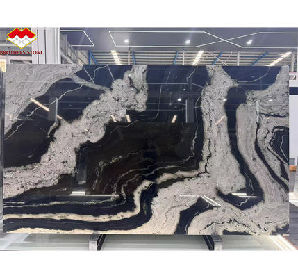 Escritório de cozinha preto moderno com armários de pedra Impressão de tinta de nome de mármore