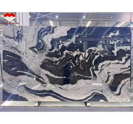 Escritório de cozinha preto moderno com armários de pedra Impressão de tinta de nome de mármore