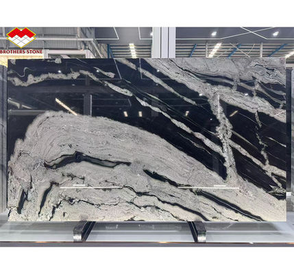 Escritório de cozinha preto moderno com armários de pedra Impressão de tinta de nome de mármore